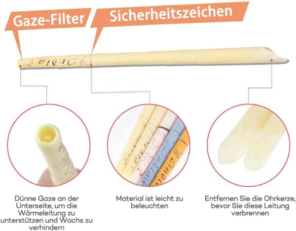 Tadipri 24 Piezas Velas Para Limpiar Los Oidos Limpiador De Oidos Cera Para Oidos Limpieza Y Eliminar El Cerumen, Velas Cónicas Para Relajación Y Limpieza, (6 Colores) - Image 3