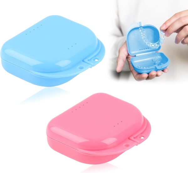 2 Piezas Caja ortodoncia,Caja Protesis Dental,Caja de dientes para proteger los dientes con agujeros de ventilación,Compactos y Duraderos para Guardar y Proteger Aparatos Ortodónticos,Dentaduras