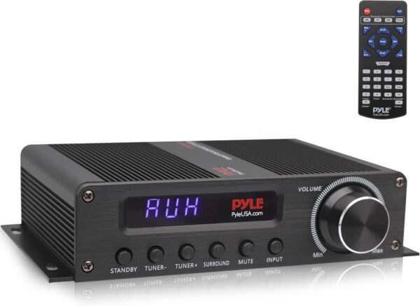 Pyle amplificador de sonido, Para el hogar, 100W, Bluetooth, Inalambrico, Receptor estereo de potencia de cine en casa de 5.1 canales, sonido envolvente con HDMI, AUX, FM, Entrada de altavoz subwoofer