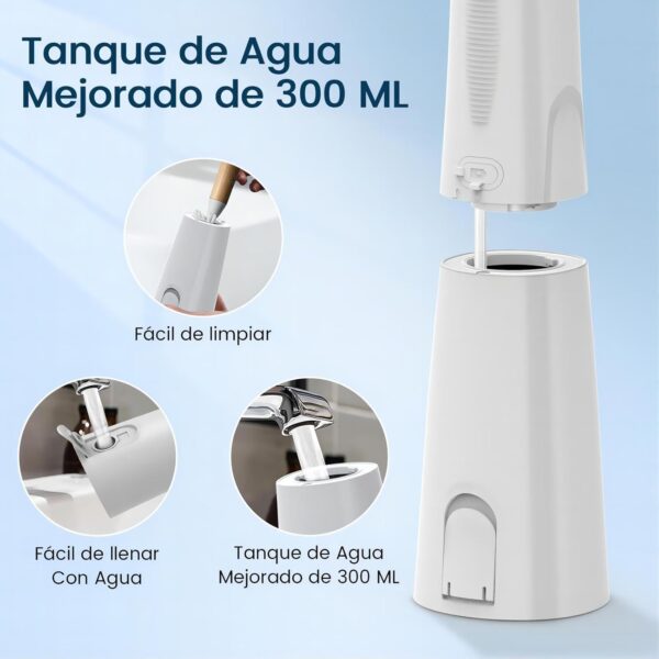 Irrigador Bucal Portatil, Vimmk Irrigador Dental Inalámbrico Profesional 8 Boquillas 5 Modos, IPX7 Impermeable 300ML USB-C Recargable Para Limpieza Dientes, Para el Hogar y los Viajes (Blanco) - Image 7