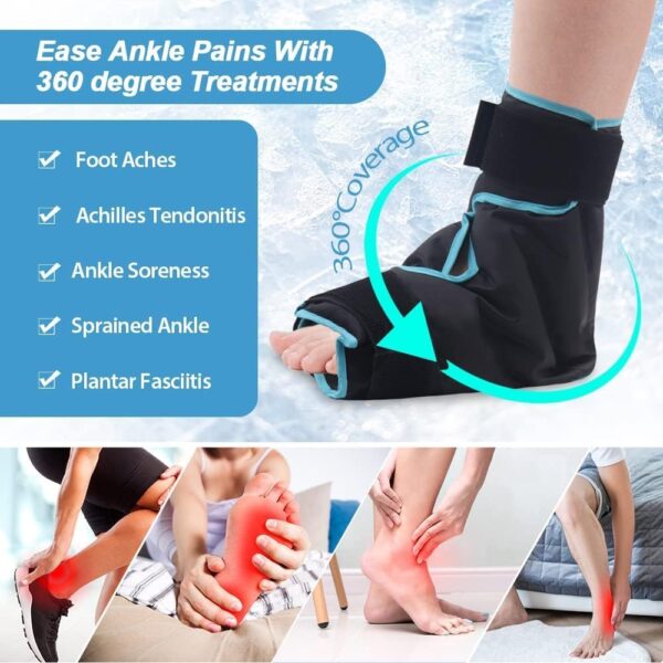 NEWGO Bolsa de hielo de tobillo reutilizable para terapia de frío caliente para aliviar la fascitis plantar, tendinitis de Aquiles, lesiones, dolor de pies, hinchazón, esguince, 1 unidad - Image 2