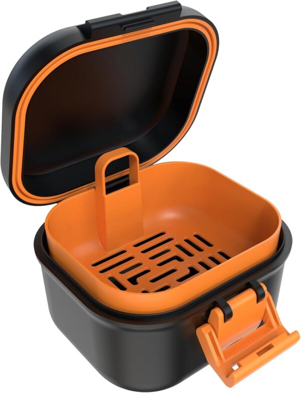 ARGOMAX Caja de prótesis a prueba de fugas, caja portátil para prótesis dentales, caja de dentaduras con colador, para prótesis dentales y aparatos ortopédicos (negro + naranja).
