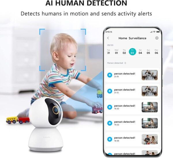 Xiaomi Smart Camera C300 | Cámara de vigilancia Interior con WiFi 360º | Cámara de Seguridad sin Cable con Resolución 2K | Cámara para Interior con Detección del Movimiento y Visión Nocturna - Image 3