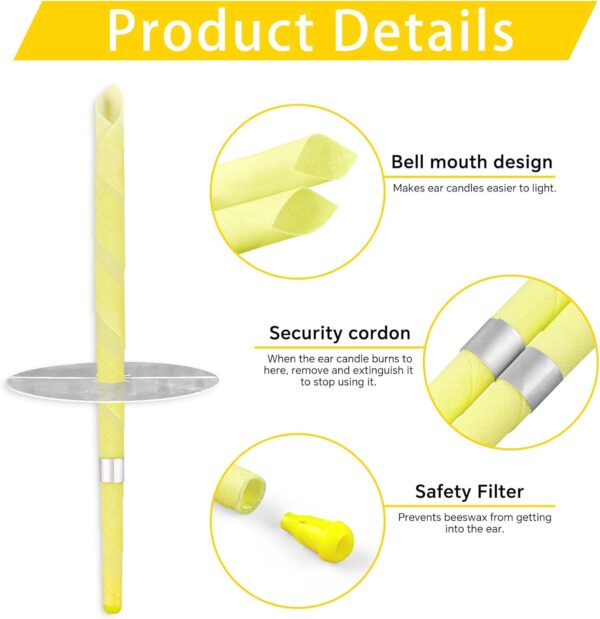 Velas para los Oídos, Cera de Abeja Natural, 10 Palos Conos Cera Oidos para Relajación y Aliviar el Estrés, Cuidado de los Oídos - Image 4