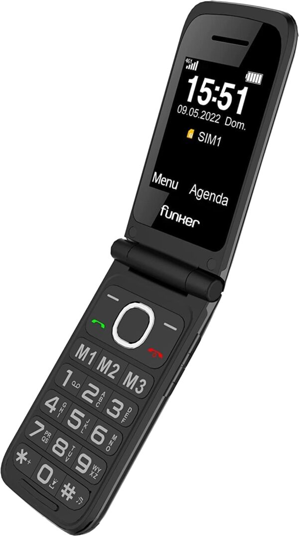 Funker C200 Comfort 4G - Teléfono móvil 4G Volte de Tapa para Mayores, Botones y Teclas Grandes, fácil de Usar, botón SOS, USB-C, 3 memorias directas, 2000 contactos, Bateria 1000mAH, Negro - Image 2