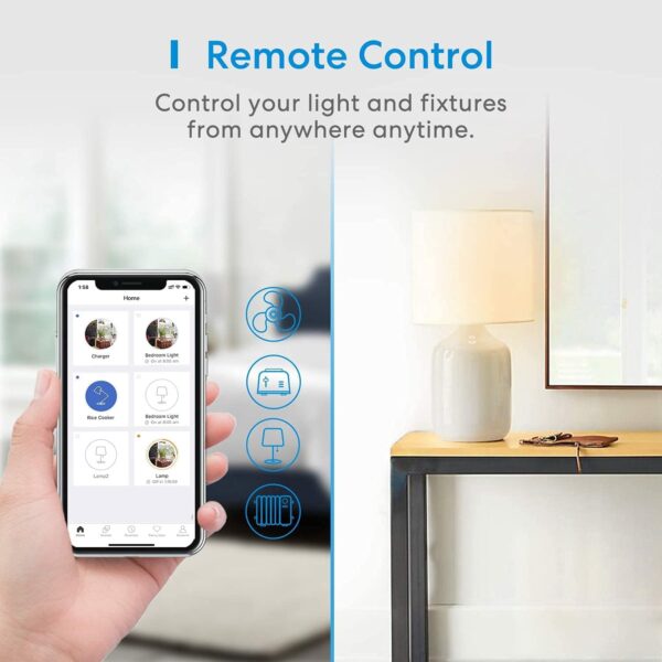 Meross Enchufe Inteligente, Enchufe WiFi 16A con Control por App y de Voz, Temporización, Compatible con Alexa, Google Home y SmartThings, Smart Plug 3840W, 2,4GHz - Image 4