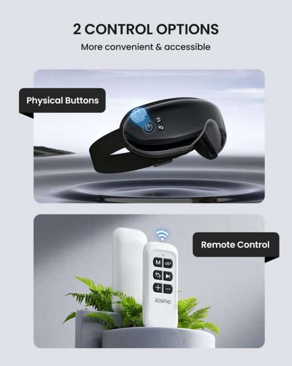 RENPHO Eyeris 1 Masajeador de ojos con control remoto y calor, compresión Bluetooth Música Máscara de ojos Recargable Masajeador de ojos con calefacción para relajar la tensión ocular Ojeras - Image 4