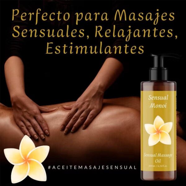 QKnatur - Aceite de Masaje MONOI - 200ml - BIO - Con Ingredientes Naturales. Para Masajes Corporales Relajantes. Delicado Aroma a Monoi - Image 3