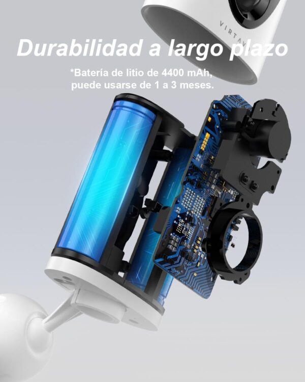 virtavo 2K Camara Vigilancia WiFi Exterior/Interior sin Cables batería Recargable, QHD, IA para detección, Larga duración en Espera, visión Nocturna en Color, detección de Movimiento PIR - Image 2