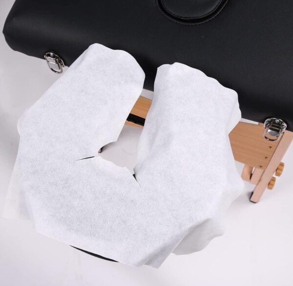 400 Piezas Fundas Desechables para Reposacabezas de Mesa de Masaje, Tvvcalk Toallas Desechables con Hendidura Nasal para Mesas de Masaje (400) - Image 3