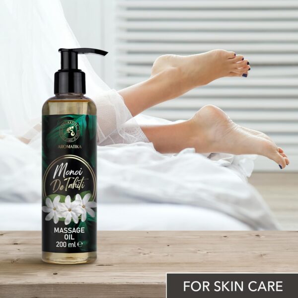 Aceite de Masaje Monoi de Tahiti 200ml - Aceite Corporal Relajante con Extracto de Gardenia Tahitensis - Semilla de Uva - Jojoba - Almendra - Melocotón y de Coco - Image 7