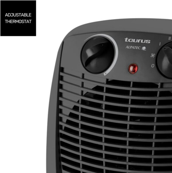 Taurus Alpatec New Gobi - Calefactor, 2000W, 2 intensidades, función ventilador, termostato regulable, protector térmico de seguridad, piloto luminoso, asa de transporte, hasta 20m2, negro - Image 5