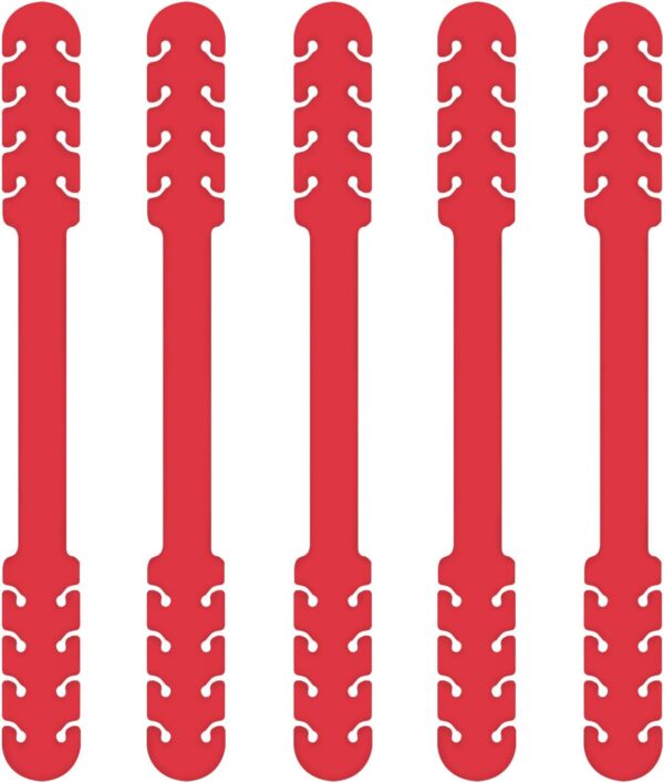 TBOC Salvaorejas Mascarillas Extensor Ajustable - [Pack 5 Piezas] Correa Antideslizante con Hebillas de Silicona [Roja] con Agarres para Sujetar Cuello Aliviar las Molestias Presión Cara Salva Orejas - Image 2