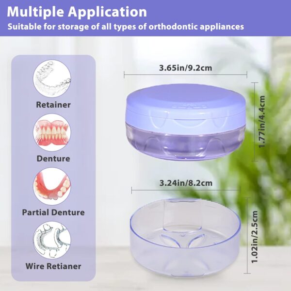 DIDATOOL Caja Ortodoncia, Estuche para Dentaduras Electroplateado con Espejo, Ferula Dental Compatible con Brackets Transparentes, Organiza y Protege tus Suministros Orales(Morado) - Image 4