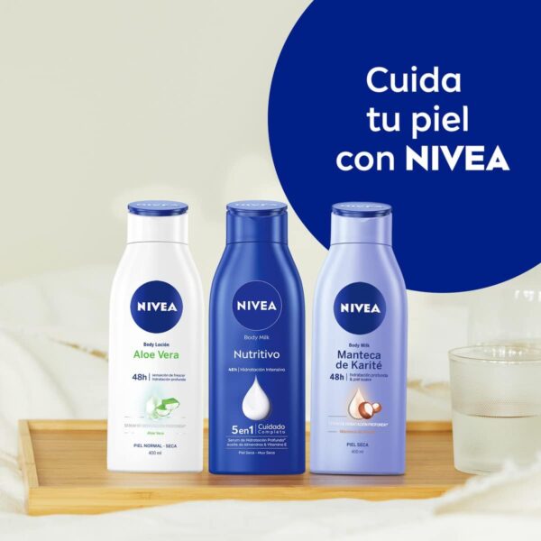NIVEA Body Milk Nutritivo en pack de 6 (6 x 400 ml), leche corporal para una hidratación profunda durante 48 h, crema hidratante corporal con aceite de almendras - Image 8