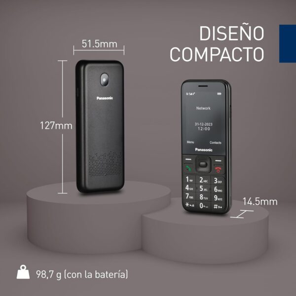 Panasonic KX-TF200 Teléfono Móvil, Doble Banda GSM 900/1800 MHz, LCD TFT en Color de 2,4", Cámara de 0,3 MP, MP3 y Radio FM, Batería Li-Ion de 1000 mAh, Para Audífonos, Tarjeta SIM única, Negro - Image 9