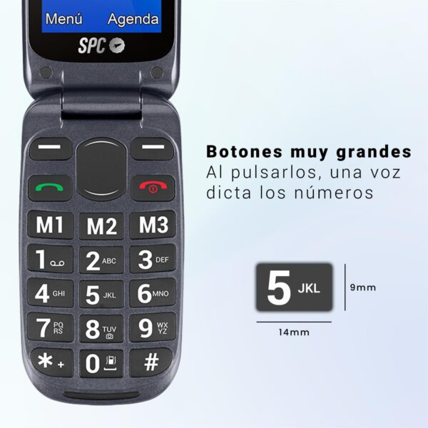 SPC Harmony - Teléfono móvil para Personas Mayores, móviles con Tapa, Teclas Grandes, Volumen Alto 96dB, Compatible con audífonos, contactos con Imagen, botón SOS, Doble Pantalla (2,4”+1,77”) - Negro - Image 2