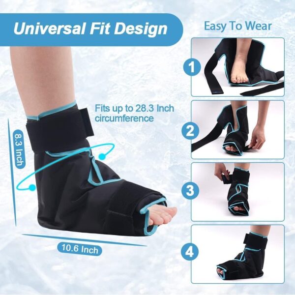 NEWGO Bolsa de hielo de tobillo reutilizable para terapia de frío caliente para aliviar la fascitis plantar, tendinitis de Aquiles, lesiones, dolor de pies, hinchazón, esguince, 1 unidad - Image 5