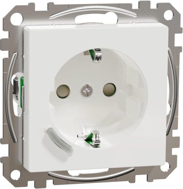 Schneider Electric Wiser Connected Schuko Socket 16A TPB Active White System M, enchufe inteligente, compatible con Amazon Alexa y Google Home, enchufe WiFi Smart Home