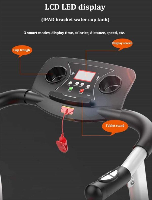 Cinta De Correr Eléctrica Plegable -Cinta De Correr Plegable Y Máquina De Pasos,Correr Máquina De Ejercicios para Uso En El Hogar Y Gimnasio Cardio Fitness,W/Manijas Extralargas para Seguridad - Image 4
