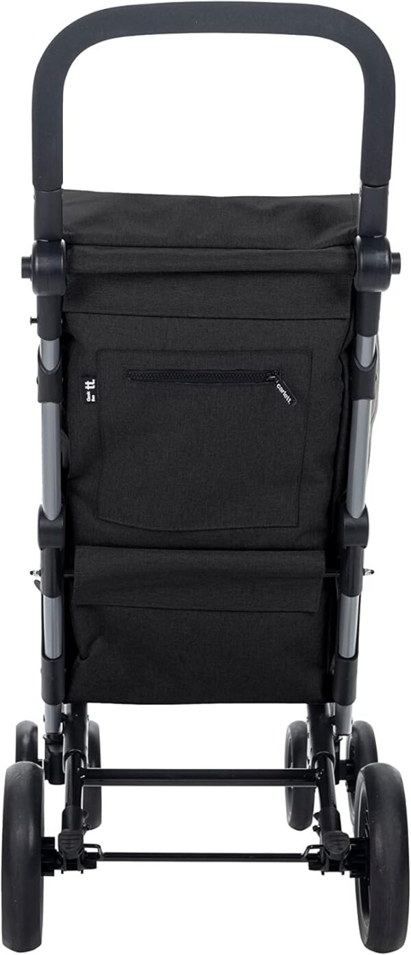 Carlett -Carro de la Compra, Carrito Plegable para Supermercado, de 4 Ruedas Resistentes a la Lluvia y Gran Capacidad de 25kg, Bolsa Principal 53L, Bolsa Térmica 9L – Modelo Clasic Duo, Color Negro - Image 4