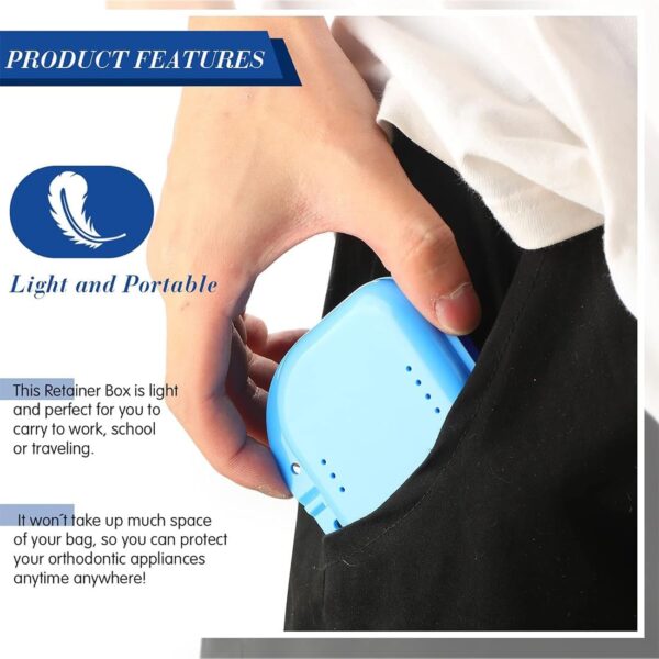 INGJIA Caja ortodoncia, 4 Piezas Caja de baño para dentadura postiza, Caja Ferula Dental, Caja de Dientes para Proteger los Dientes con Agujeros de ventilación, Caja de dentadura de ortodoncia - Image 3