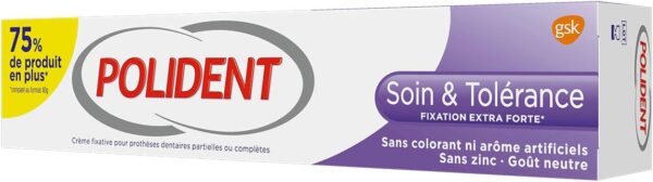 Polident Crema Fijativa para Prótesis Dentales Parciales/Completas Cuidado y Tolerancia 77 g - Image 7