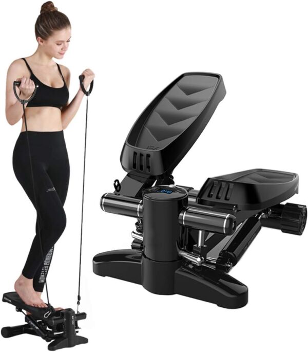 JHKGY Mini Paso A Paso,Escalera De Fitness Interior De Pasos,con Bandas De Resistencia,Máquina para Entrenamiento De Ejercicios con Monitor LCD,para Principiantes Y Profesionales
