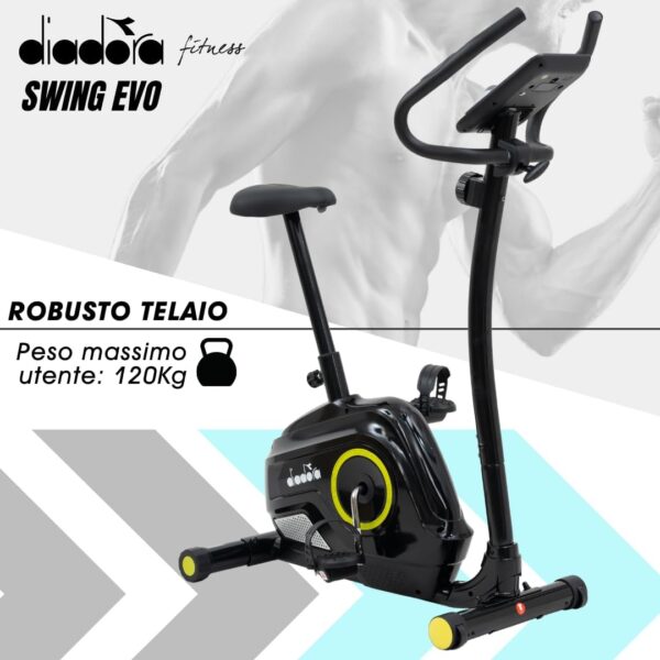 Diadora Fitness Swing Evo - Bicicleta estática con pulso de mano según la norma CE, 82 x 56 x 28 cm, color negro - Image 6