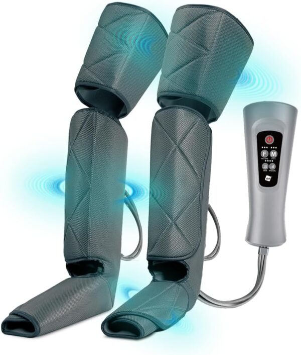 NK Masajeador de piernas, 6 Modos de masajes completos y parciales, 4 Niveles de Intensidad para cada modo, Temporizador con botones, Función Calor, Compresión de aire para relajación muscular
