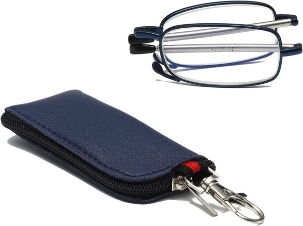 Hubeye Gafas de lectura plegables de metal portátiles ultraligeras Anteojos de lectura con bisagras de resorte y patillas telescópicas Gafas de viajes con llavero 2.00