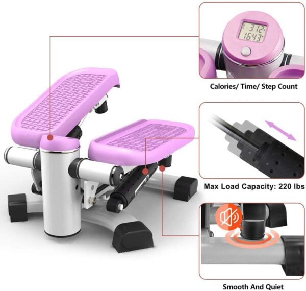 ZXLLAFT Fitness Stepper, 2 en 1 portátil Escalera Stepper, Cintura Fitness Twister Step Machine con Monitor LCD, Antideslizante para Principiantes y Profesionales,Verde - Image 4