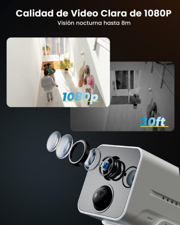 ieGeek Camara Vigilancia WiFi Interior sin Cables, 1080P Cámara Batería 2400 mAh(120 Días), Detección de Movimiento Humano PIR, Visión Nocturna Infrarroja, Audio de 2 Vias, Tarjeta Memoria/Nube - Image 3