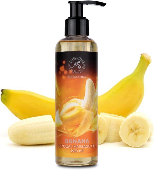 Aceite de Masaje Sensual de Plátano - Banana 200ml - con Aceite de Semilla de uva y Aceite de Almendras - Cosméticos Naturales - Aceite de Masaje - Aceite de Masaje y Relajación - Image 2