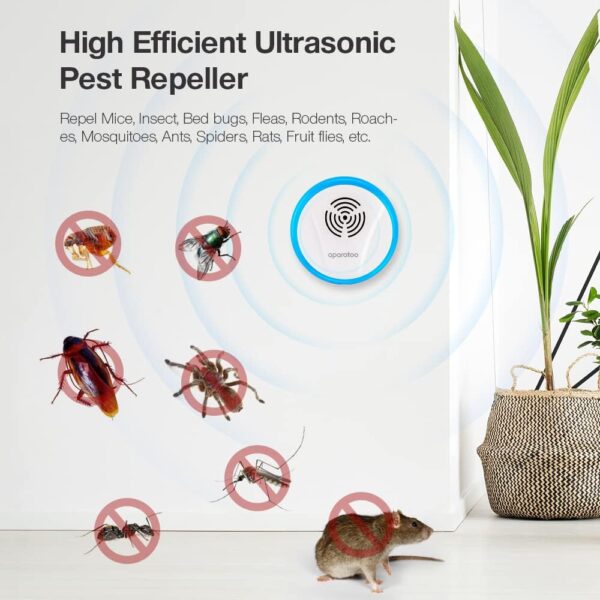 Repelente Ultrasónico de Plagas, 6 Paquetes Electrónico Repelente Mosquitos Control de Plagas, Repelente Ultrasónico Anti Mosquitos para Interiores, Insectos, Moscas, Cucarachas, Arañas, Roedores - Image 2