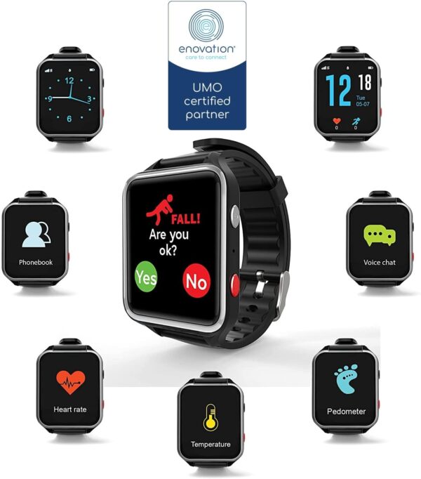CPR Guardian III - Reloj de Alarma Personal SOS con detección de Alerta de caída y Seguimiento de ubicación por GPS (Negro) - Image 2