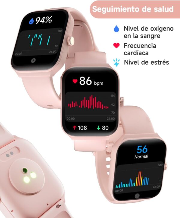 TOOBUR Reloj Inteligente Mujer, Smartwatch Alexa Incorporada 1.95" Pantalla IP68 Sumergible con Llamada, Seguimiento del Frecuencia Cardíaca/Sueño/100 Deportes para Android iOS Rosa - Image 3