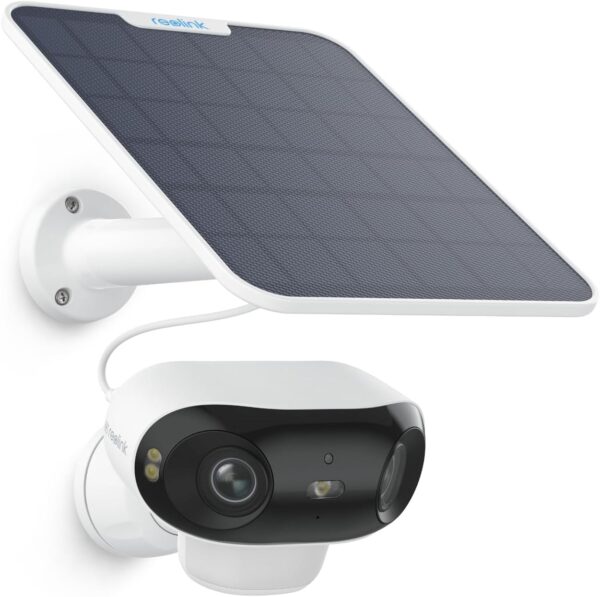 Reolink 4K Camara Vigilancia WiFi Exterior Solar, Visión Nocturna Verdadera en ColorX F1.0, Gran Angular de 180, 8MP Camara Seguridad con 2,4/5GHz Wi-Fi 6, Detección PIR y AI, Argus 4 Pro+Panel Solar