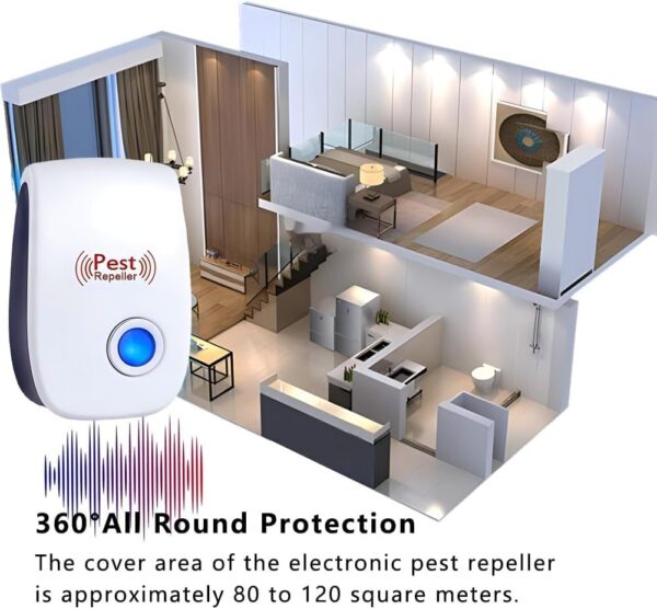 aiMaKE Repelente Ultrasónico de Plagas, 4 Pack Electrónico Repelente Mosquitos Insectos Control de Plagas, para Interiores Anti Ratones,Cucarachas, Moscas,Mosquitos, Arañas - Image 5