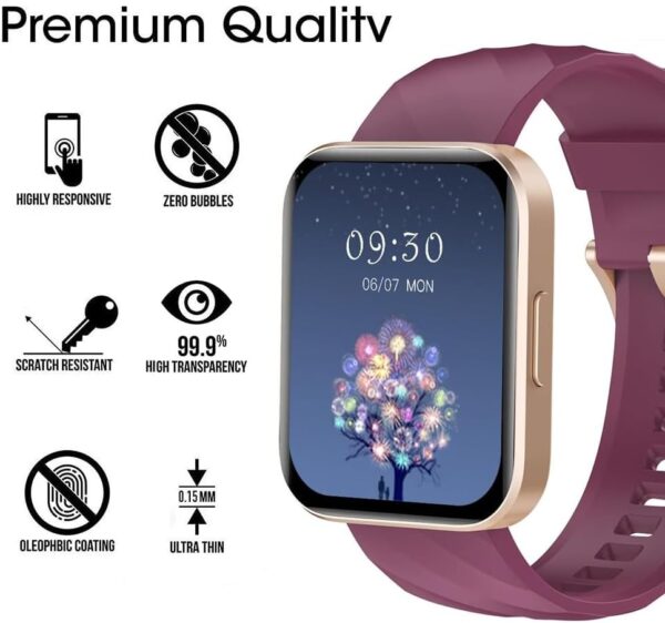 Youniker Paquete de 6 protectores de pantalla compatibles con RUIMEN D1 de 1.85 pulgadas para reloj inteligente GloryFit D1 de 1.85 pulgadas, protectores de pantalla transparentes HD antiarañazos - Image 4