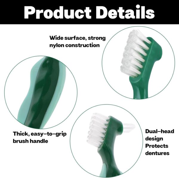 LEUUD 3 Piezas Cepillos de Limpieza de Dientes, Cepillos de Prótesis Portátiles de Doble Punta Dura De, Cepillo Dentadura Postiza, Cepillo Dientes Cerdas Multicapa para Cuidado Dentaduras Postizas - Image 3