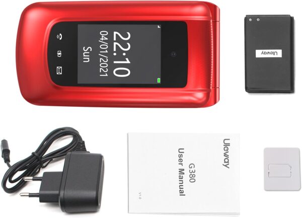 uleway simple mobile Teléfono Móvil para Mayores, con Tapa de Teclas Grandes, Botón SOS, Pantalla de 2,4 Pulgadas, Llamada Rápida, Sonido Fuerte de Radio, 1000mAh Batería, Fácil Uso para Ancianos - Image 9