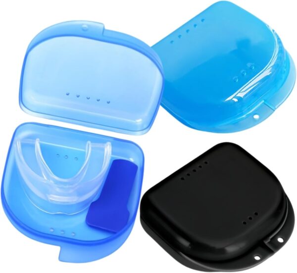 Caja Dentadura,2PCS Caja Protesis Dental,Caja Dental,Caja Aparato Dental,Caja Dentadura Postiza,Caja Retenedor Dental,Estuche Dentadura,Caja Retenedor Dental Ortodoncia,Azul Claro y Negro