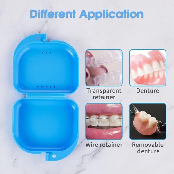 INGJIA Caja ortodoncia, 4 Piezas Caja de baño para dentadura postiza, Caja Ferula Dental, Caja de Dientes para Proteger los Dientes con Agujeros de ventilación, Caja de dentadura de ortodoncia - Image 5