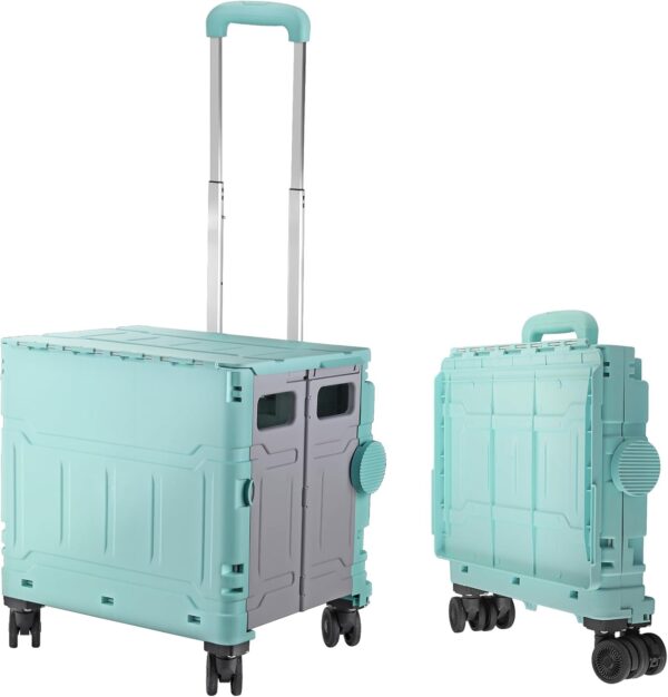 COLFULINE Carro Carrito de Compra Plegable con Rueda Giratoria de 360° Silencioso,Capacidad de 50 litros, Capacidad de Carga hasta 70 kg para Comestibles, Compras, Oficina