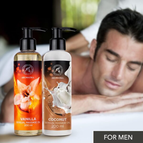 Aceite de Masaje Sensual de Vainilla y Coco 2x200ml - con Aceites de Almendra - Semillas de Uva - Aceite de Coco - Cosméticos Naturales - Aceite de Masaje - Aceite de Masaje y Relajación - Image 4