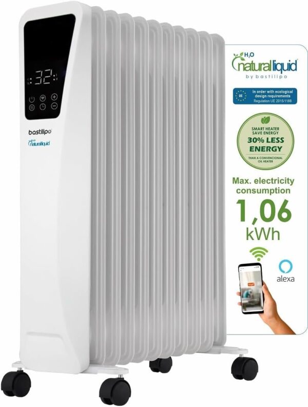 Bastilipo - Radiador de bajo consumo eléctrico con wifi, 11 elementos, ecológico, R-EcoFluid2-11