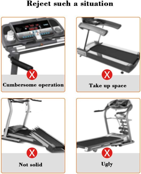 Cinta de correr plegable de 0,75 HP, inclinación manual, 220 lb, capacidad de peso, máquina para correr con monitor de frecuencia cardíaca, ahorro de espacio para entrenamiento de oficina en casa - Image 7
