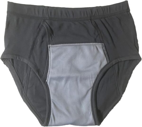 Pantalones cortos de incontinencia lavables para hombre, ropa interior abierta, para adultos, pacientes, reutilizables, transpirables, para adultos, próstata, 500 ml (Gris, L) - Image 6