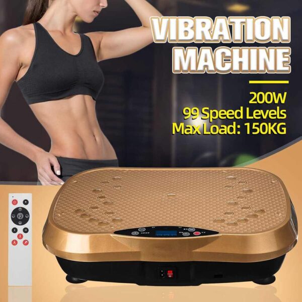 Máquina de ejercicios de placa de vibración de pie 200w, mini tablero de fitness, plataforma de equipos de entrenamiento para el hogar, 3 canales, para tonificar, perder grasa, pérdida de peso,Oro - Image 3